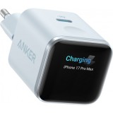 Incarcator Retea Anker Nano Display, 45W, 3A, 1 x USB-C, Albastru A121DG31