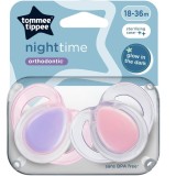 Suzeta ortodontica de noapte Tommee Tippee, 18-36 luni, Roz, 2 buc