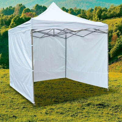 Cort de gradina quick tent, 3 pereti laterali, 3x3x3 m, inaltime reglabila, montare usoara, cadru otel, alb foto