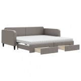 Cumpara ieftin Pat de zi cu extensie si sertare, gri taupe, 100x200 cm, textil
