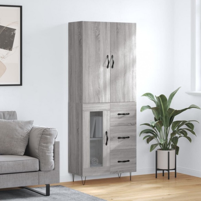 vidaXL Dulap &icirc;nalt, gri sonoma, 69,5x34x180 cm, lemn compozit