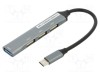 Hub USB GEMBIRD USB A x4 cu USB C 3.1 argintie 0,13m