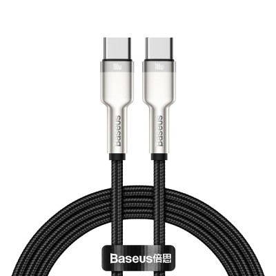 Baseus - Data Cable Cafule Series Metal (CATJK-C01) - Type-C to Type-C, Super Fast Charge, 100W, 480Mbps, 20V, 5A, 1m - Black foto