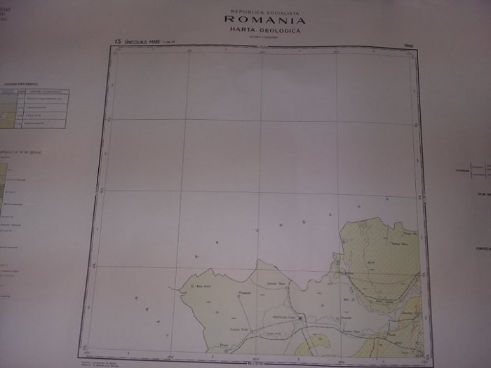 Plansa/harta geologica a republicii socialiste romania,SANNICOLAU MARE 1966,T.GR