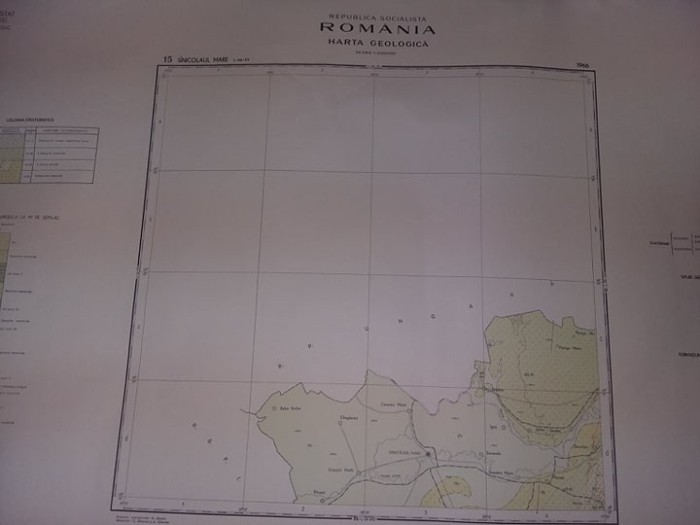 Plansa/harta geologica a republicii socialiste romania,SANNICOLAU MARE 1966,T.GR