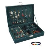 Set Cutie bijuterii, Verde, Superba, cu cheita, eleganta, material catifelat, inclus Bratara energetica aromaterapie, 7 Chakre, roca v, Oem