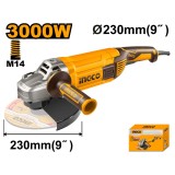 Polizor unghiular industrial 3000 w 230 mm, pentru taiere si slefuire a metalului si pietrei - Ingco AG30008