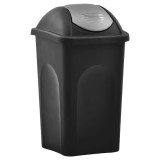 Cumpara ieftin Coș de gunoi, capac oscilant, negru și argintiu, 60L