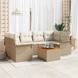 vidaXL Set de canapele pentru grădină 7 pcs Bej Rattan poli 3347281
