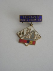 QW9 K 94 - Insigna - tematica comunism - Fruntas in munca patriotica