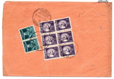 Romania 1934, Plic francat Carol II 1 leu x6 foto