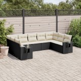 Cumpara ieftin Gossi set mobilier de gradina cu perne, 9 piese, negru, poliratan