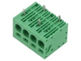Regletă de conexiuni PCB unghi 90&deg; 7,5mm 4 piste 40A