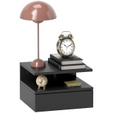 HOMCOM Noptieră Suspendată cu Sertar și Raft Superior din Lemn, 35x32x22,5 cm, Negru | Aosom Romania