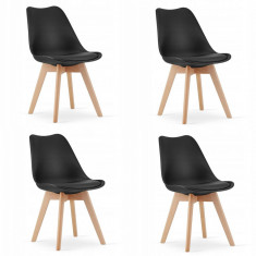 Set 4 scaune bucatarie/living, Artool, Mark, PP, lemn, negru, 49x43x82 cm