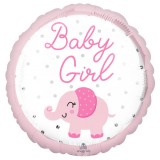 Balon folie Baby Girl Elephant rotund 43 cm