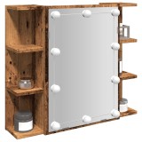 VidaXL Dulap cu oglindă și LED, lemn vechi, 70x16,5x60 cm 857003