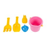 Set de nisip, TechnoK, galeata roz, cu accesorii