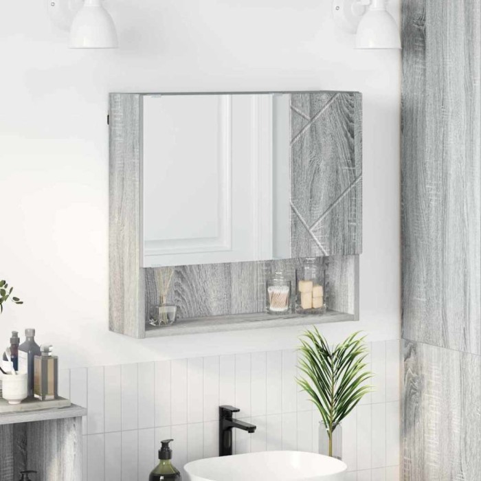 vidaXL Dulap cu oglindă sonoma gri 59 x 17 x 55 cm Lemn compozit 883370