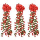 Ghirlande de flori de Crăciun, 3 buc., roșu, 85 cm