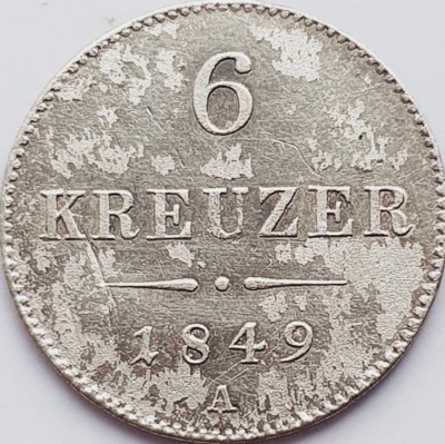 734 Austria 6 kreuzer 1849 Franz Joseph I - A - km 2200 foto