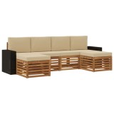 vidaXL Seturi de canapele 6 pcs Natural și Bej Lemn Solid de Acacia 3384694