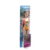 PAPUSA BARBIE SATENA CU COSTUM DE BAIE PORTOCALIU SuperHeroes ToysZone