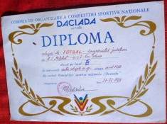 Diploma DACIADA Echipa de fotbal , div C... foto