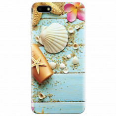 Husa silicon pentru Huawei Y5 Prime 2018, Blue Wood Seashells Sea Star