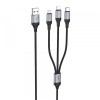 Cablu Incarcare USB-A - Lightning / microUSB / USB-C HOCO X102 3in1, 18W, 1m, Negru, Apple