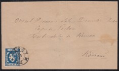 1869 LP 26 CAROL FAVORITI 10 BANI PLIC CIRCULAT IASI-ROMAN APRILIE 1871R.ZOSCSAK foto