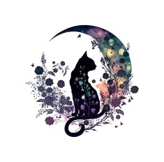 Sticker decorativ Pisica Noptii, Multicolor, 54 cm, 5525ST foto