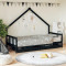 vidaXL Cadru de pat copii cu sertare, negru, 90x200 cm, lemn masiv pin