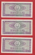 Lot 3 bancnote 10 LEI 1966 consecutive
