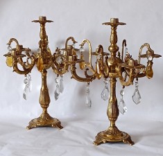 Superba Pereche de Sfe?nice Victoriene Franceze, cu 5 Bra?e foto