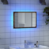 VidaXL Oglindă de baie cu lumină LED, lemn vechi, 60x8,5x38 cm