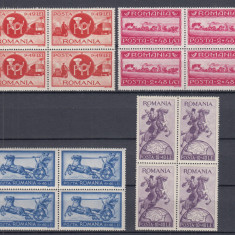 ROMANIA 1944 LP 158 ASISTENTA P.T.T. SERIE IN BLOCURI DE 4 TIMBRE MNH