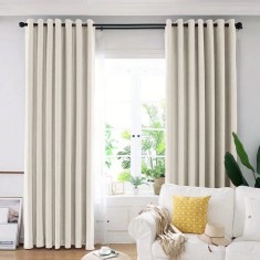 Draperie din catifea blackout cu inele crom, Madison, 150x260 cm, densitate 700 g/ml, Meringue, 1 buc