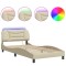 Cadru de pat cu LED fara saltea Hvar crema 100x200 cm tesatura