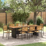 VidaXL Set de masă pentru grădină 9 pcs Negru 240 x 90 x 75 cm