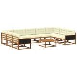 vidaXL Set de canapele de exterior cu pernă 10 pcs Natural și Crem 3382893