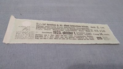 CUPOANE /BON DE TREZORERIE CU REDUCERE 1923 UNGARIA foto