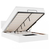 Cumpara ieftin Cadru de pat otoman cu saltea alb 140x190 cm piele artificiala