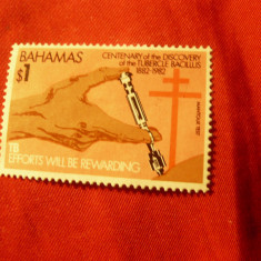 Timbru Bahamas 1982 - Lupta contra tuberculozei ,val. 1$ fara guma