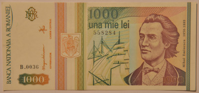 Bancnota 1000 lei Romania 1993 UNC foto