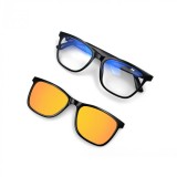 Ochelari de soare smart iSEN GS05, Lentile transparente + lentile portocalii polarizate, Unisex, Rama magnetica, Microfon si difuzor incorporat, Muzic