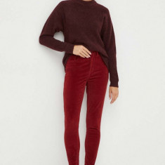 Levi's pantaloni de catifea cord 721 culoarea bordo, mulata, high waist