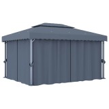 Cumpara ieftin Pavilion cu perdea, antracit, 4 x 3 m, aluminiu