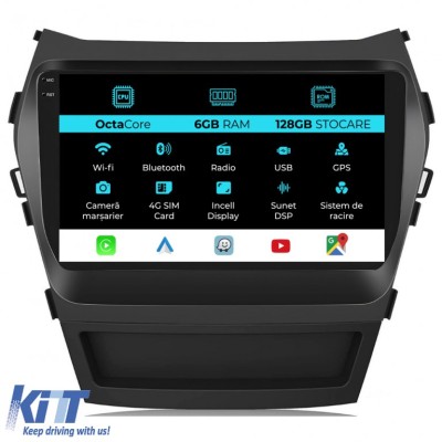 Navigatie Android Dedicata Hyundai IX45 SantaFe (2013-2017), 9Inch, 6Gb Ram, 128Gb Stocare, Carplay Performance AutoTuning foto