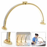 Lampă cosmetică profesională ARCH Moon pentru tratamente LED, cu lumină fără umbre, pliabilă, de birou, aurie.